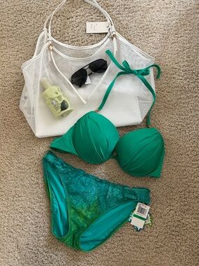 Becca and VS Green Lace Bikini Set